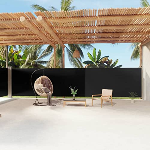 Tenda da sole laterale retrattile, 180 x 1200 cm, per esterni, automatica, avvolgibile, da giardino, colore nero, per terrazza e cortile