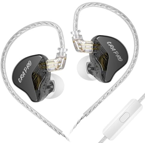 CCA CRA Pro - Diaphragme DLC ultra fine - Moniteur intra-auriculaire avec micro, casque HiFi DJ avec câble, casque IEM N52-Planar + pilote à 4 bobines, câble de séparation 2 broches avec fils plaqués