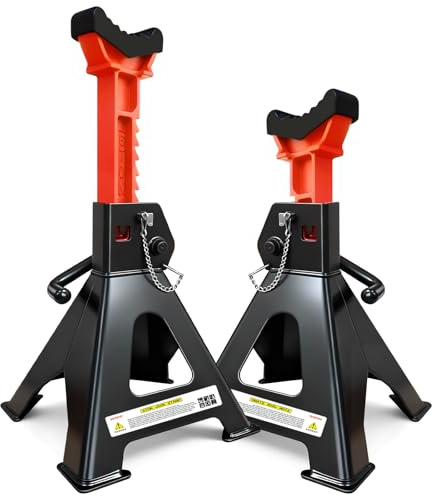 USYATO 6 Ton Jack Stands (13,200Lbs) - Heavy Duty Car Jack Stand with Double Pin Locking, Adjustable 15.6-23.4 Height, Extra Rubber Pads for Trucks, Garage, Home,DIY Use - 1 Pair Black