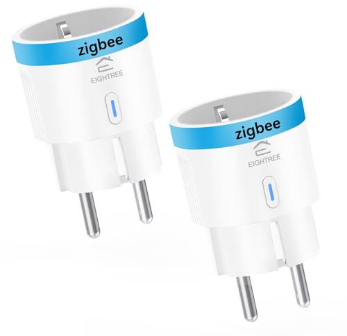 EIGHTREE Zigbee - Enchufe inteligente con medición de consumo de energía, 16 A, repetidor Zigbee, requiere hub, compatible con Home Assistant, Hubitat, SmartThings, Alexa