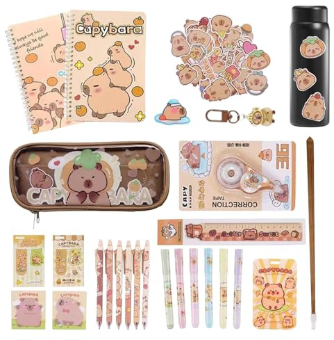Generisch Custodia per matite – Capybara Pen Bag | Capybara Stationery Set | Cute School Stuff giffts for Boys Girls Kids Students School Office Home Stickers Pens Ruler Pencil Pouch, b, vedi
