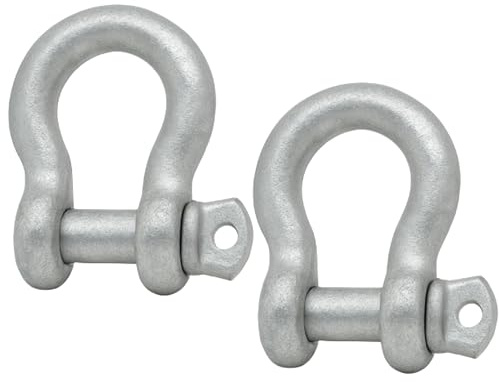 Tie Down 3/8 Galvanized Steel D Shackles [2-Pack] – Heavy-Duty Screw Pin Connectors for Boats, Anchors, Rigging, Towing & Chain Links – 2,000 lb Working Load