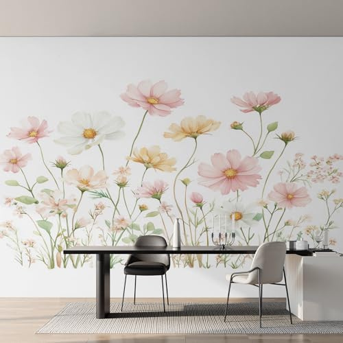 Générique Papier Peint Fleurs Sauvages, Motif Papier Peint Intissé Panoramique Aquarelle Floral 280x200 Wallpaper Pour Salon Chambre Deco Murale W3