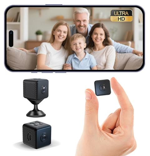 ESTABA Mini Camera, Live Übertragung Handy APP Für WiFi Überwachungskamera Innen, mit Akku Sicherheitskamera mit Bewegungsmelder/Nachtsich SD/Cloud-Speicher, Ideal für Haus & Haustiere