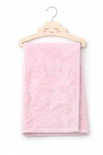 SOHOBABY Unisex Baby Blanket – Character Design Plush & Warm Throw for Infant or Toddler, Ideal for Crib, Cot & Stroller | Unisex Baby Gift 75x100cm (Baby Pink)