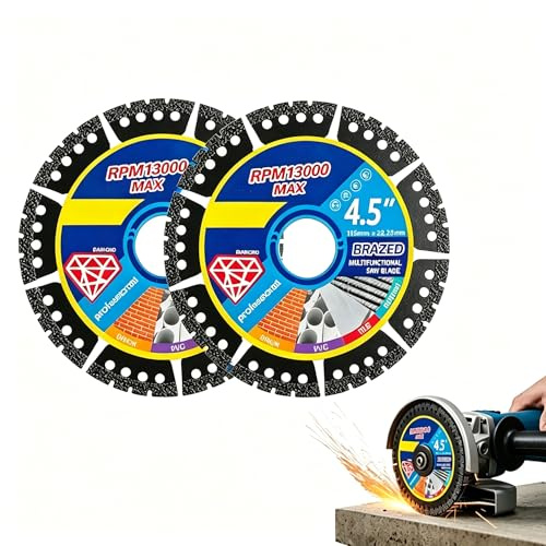 2 dischi da taglio diamantati da 115 mm, lame multiuso per sega per smerigliatrice angolare, taglio a secco/bagnato per pietra, marmo, legno, plastica