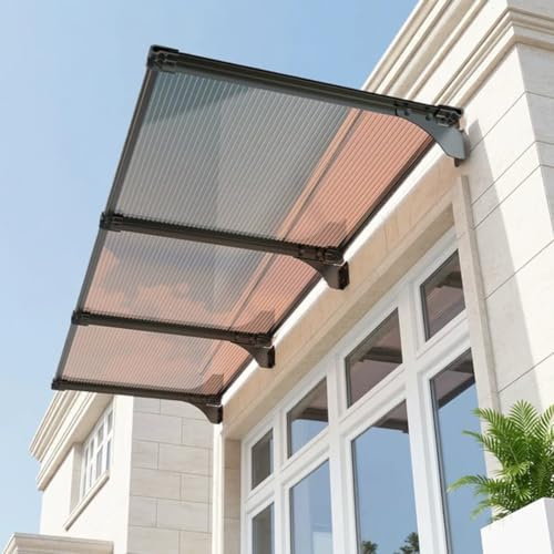 Auvent de Porte Aluminium,Marquise pour Garage,Balcon,Fenêtre Ou Entrée (120x150cm)