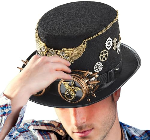 Steampunk Cylinderhatt Gotisk bärbar gogglehuvudbonad | Halloween Steampunk Cylinderhatt för fester, festliga maskeradbaler, karnevaler, cosplaykostymer, filmrekvisita, utomhusbruk
