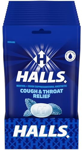 Halls Cough and Throat Relief Mentho-Lyptus Cough Drops, 12 Bags of 30 (360 Total Drops)