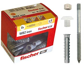 Fischer Tasselli WB 2 per Sanitari, WC e Bidet,Tasselli per Sanitari, 8 pezzi per confezione,508281