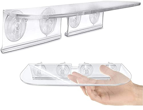 Window Garden Double Veg Ledge - Window Shelf for Plants, Clear Acrylic Shelves - Suction Cup Indoor Plant Holder - Glass Window Sill Extender for Microgreens Kit, Planters (1 Pack)