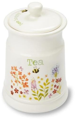 Cooksmart Ceramic Tea Canister | Tea Coffee Sugar Canisters For All Type Of Kitchens (Bee Happy)