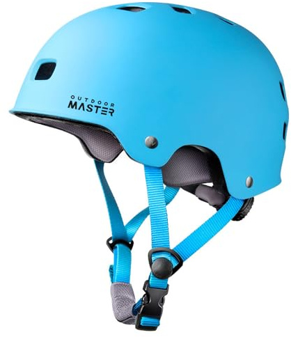 OutdoorMaster Skateboard Cycling Helmet - Two Removable Liners Ventilation Multi-Sport Scooter Roller Skate Inline Skating for Kids, Youth & Adults - M - Blue