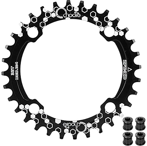 EASTERN POWER Plato Bicicleta Montaña, Plato 30/32/34/36/38 Dientes BCD 104, Aluminio Monoplato 30T/32T/34T/36T/38T MTB, Rojo/Negro