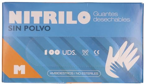 SANYC Guantes de Nitrilo Negro Sin Polvo Talla Mediana Caja 100 Unidades