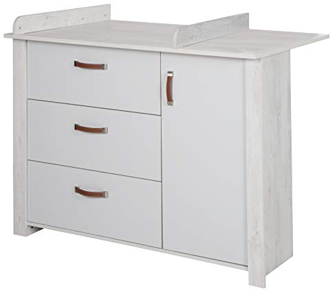 roba Wickelkommode mit Wickelansatz 'Mila', Soft-Close, 3 Schubladen, 1 Tür, Wickelhöhe 90,5 cm