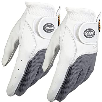 DEGA Golfhandschuhe Herren 2er-Pack, Cabretta-Leder, Golfhandschuhe Herren Links Hand weiches Gefühl, Tour bevorzugt, Wag Flex L