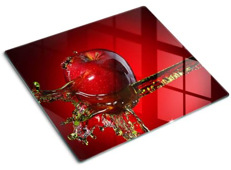 Tulup 60x52cm Glasbrett Schneidebrett Küchenabdeckung Für die Küche Küchenausstattung Widerstandsfähiges Brett Küchenzubehör - Apfelfrucht in Wasser