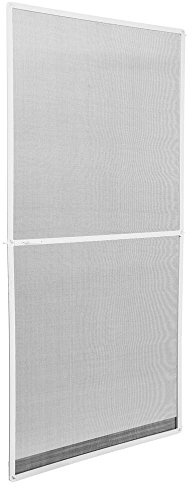 tectake® Insektsnät med aluminiumram, myggnät i glasfiber utan borrning, för dörr & fönster, justerbart insektsskydd, väderbeständigt samr uv-beständigt, Vit - 95 x 210 cm