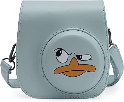 Frankmate Caméra Housse Compatible avec Appareil Photo Instantanés Instax Mini 11, Pochette Appareil Photo Sacoche Rangement Protection Cuir PU Lisse avec Bandoulière et Poche (Joli Canard)