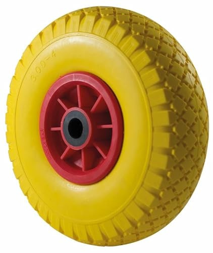 Ama Roue pour chariots jaune en polyuréthane 3,00 x 4 - Charge 50 kg, diamètre 250 mm, structure solide avec roulement pour mouvement fluide
