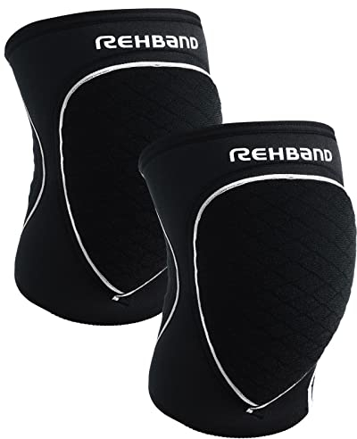 Rehband ginocchiere 1 pezzo o 1 paio, ginocchiere per pallamano e pallavolo - comode e aderenti, proteggono il ginocchio in caso di impatto, Colore:Nero - 1 Paio, Misura:S