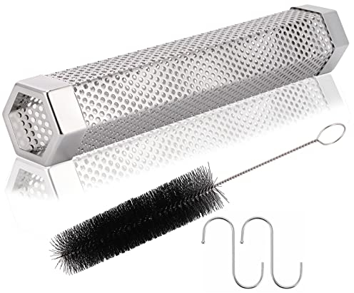 Smoke Tube BBQ Smoker Box 304 Acciaio inossidabile Generatore di fumo Grill Barbecue portatile Strumenti per griglia per fumo caldo o freddo 5 ore di fumo fluttuante