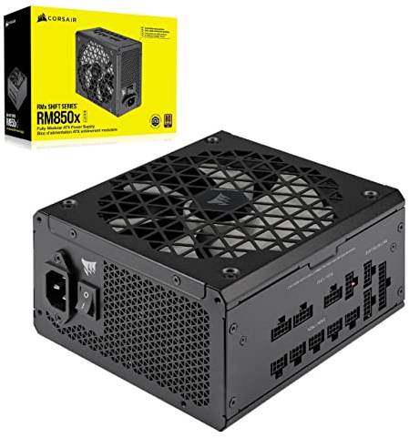 Corsair RM850x SHIFT Fully Modular ATX Power Supply - 80 PLUS Gold - ATX 3.1 - PCIe 5.1 - Zero RPM - Modular Side Interface - Black