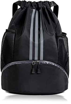 AYNKH Große Oxford Sportballtasche mit Schuhfach, wasserdicht und langlebig, Multi-Taschen, Fitness-Taschen, Unisex für Jugendliche und Erwachsene, Schwarz , Large
