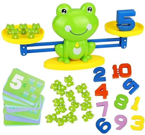Montessori Mathematik-Spielzeug, Mathematik, Lernspielzeug, Math-Spielzeug, Frosch, Mathblock, Digitale Karten, Lernspielzeug, Mathematikspiele, Geschenke für Kinder 3, 4, 5, 6 Jahre (Grün)