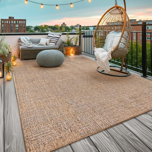TT Home Alfombra Exterior Terraza Cocina Salon Etnica Abstract Monocromo Lavable, Color:Beige Marron, Tamaño:120x160 cm