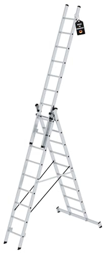 PROREGAL Mehrzweckleiter 3-teilig mit nivello®-Traverse | 3x9 Sprossen | Leiter, Teleskopleiter, Trittleiter, Bockleiter, Sprossen-Doppelleiter