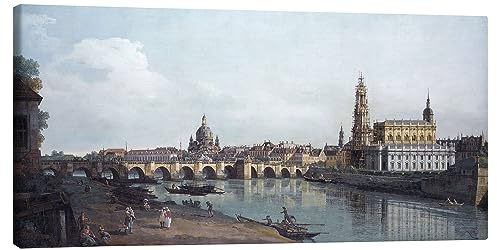 Posterlounge Dresden mit Augustusbrücke Leinwandbild von Bernardo Bellotto (Canaletto) 80 x 40 cm Wandbilder Wanddeko