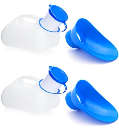 QWORK® 2 Stück 1000ml Urinal Für Männer Und Frauen Pinkeln, Tragbare Urinflasche, haben eine Abdeckung,Für Auto, Camping, Reisen, Outdoor, 1000ML