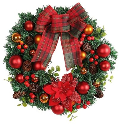 Weihnachtskranz türkranz, haustür weihnachtskranz Rot Grün weihnachtstürkranz Beeren Weihnachtsdeko Türkranz Weihnachten Adventskranz Künstlicher Kranz Weihnachten Girlande Winterkranz