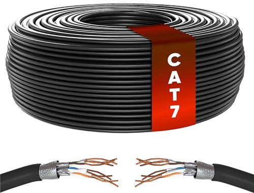 Mr. Tronic Granel Cable Ethernet Cat 7 De 25m, Bulk Cobre Puro Cable de Red LAN Para Internet Rápida & Fiable - 100% Cobre Cat7 a Granel, 10 Gbps Internet 600 MHz SFTP (25 Metros, Negro)