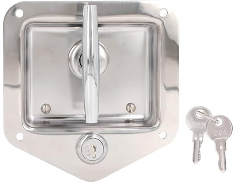 Uadme Cerradura Empotrada, Remolque de Acero Inoxidable RV Travel Lock, con 2 Llaves, Cerradura de Puerta para Caravana, Camión