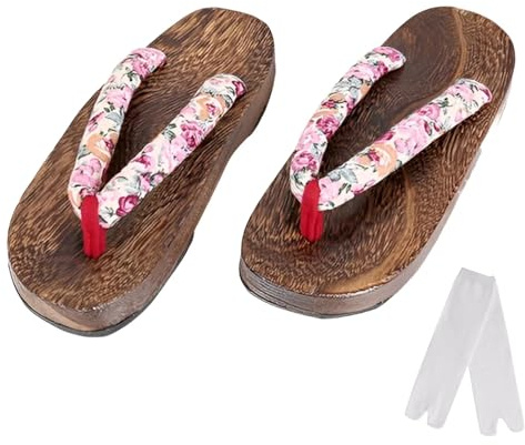 Cutey May Kids Japanese Traditional Shoes Wooden Sandals Geta Clog nezuko Cosplay Boys Girls Costume Pink