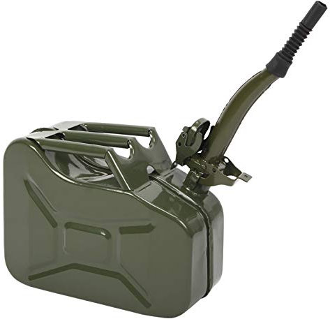 Petrol Jerry Can 10L With Spout, Metal Fuel Tank Portable Oil Diesel Storage for Car Truck Motorcycle Vehicle Off Road Emergency Supply, 2.6 Gallon Water Container (Green)