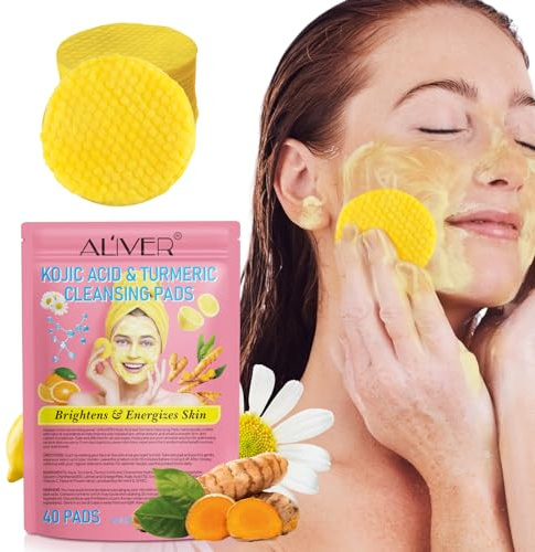 WeiWeiLa, Fazzoletti di Acido Kojico e Curcuma, Fazzoletti di Acido Kojico e Curcuma, 40 Pezzi Fazzoletti Esfolianti e Schiumogeni di Curcuma, Fazzoletti Detergenti di Curcuma per Viso e Corpo