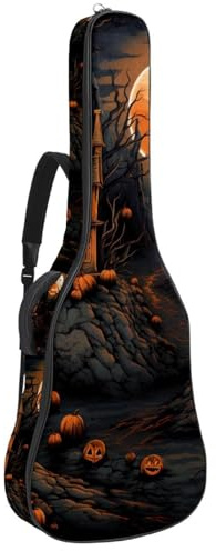Bassgitarrentasche mit Halloween-Schlossmuster 91, Akustikgitarrentasche 101,6 cm (40 Zoll) E-Gitarrenkoffer, wasserdichte Oxford-E-Gitarren-Gigbag für akustische Konzertgitarre, Ukulele,