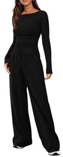 Haibang Tuta Donna Casual 2 Pezzi a Maniche Lunghe e Pantaloni Tute con Tasche e Coulisse Slim Fit Completo Sportivo Curvy Abbigliamento per Yoga Palestra Fitness Jogging Y2K Streetwear