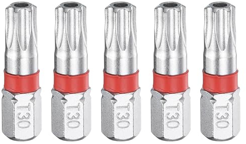 QUARKZMAN 5 Embouts de Tournevis Torx T30H 1/4 Tige Hexagonale 25mm/1 | Embout de Tournevis Électrique, Bits en Acier S2, Longueur, Étoile Magnétique, 6 Points, Tête Hexagonale