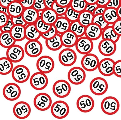 WenmthG 200 Stk Konfetti 50 Geburtstag Deko Verkehreszeichen - Streudeko 50 Geburtstag für Tischdeko Geschenk usw. - Deko 50. Jahre Frauen Männer - 50 Geburtstagsgeschenk Deko