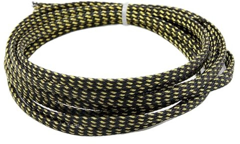 CYMMIYT Cable Sleeves 2m Insulated Braid Sleeving 2/4/6/8/10/12/14/16/20/25/30/40mmHigh Density Wire Wrap Sheath Protection Black Red Cable sleeve for Power Cord Audio Video Cable(Black Gold,2mm)