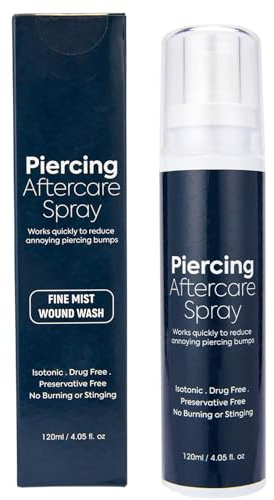 Solution de soin pour piercing - Spray délicat à brume fine pour piercing - Nettoyant efficace pour les plaies et la brume fine - Soin de perçage pour oreilles, nez, nombril