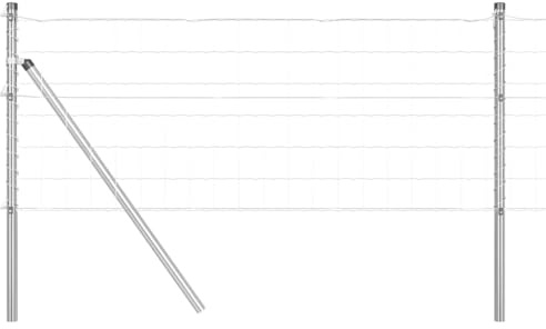 vidaXL Stängsel med stolpe Silver 0,6 x 25 m Stål och PVC, Trädgårds- och terrassstaket, moderna utomhuspaneler, hållbart skydd, stiligt avskildhet, praktisk set