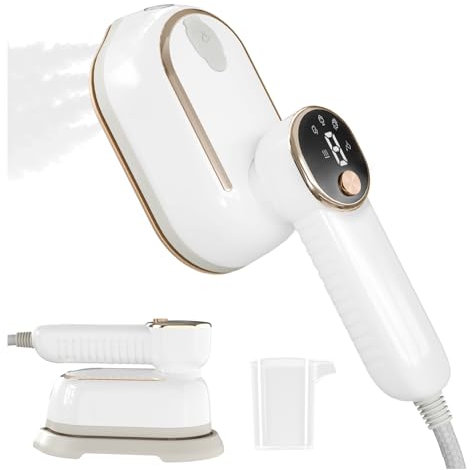 Travel Steamer for Clothes, 1200W Travel Iron, 10-Second Rapid Heat-Up Clothes Steamer with LCD, 180° Rotating Handle & Ceramic Soleplate for Travel, Home, Office Use