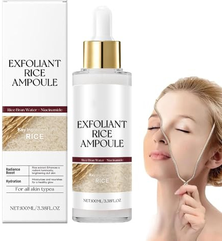 Glow Rice Exfoliant Peeling Solution,Black and White Rice Exfoliating Moisturizing Exfoliator for Face Body,Facial Cleanser Skin Brightening Scrub,Blackhead Remover