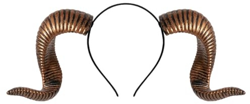 mdgfge Halloween Gothic Devil Demon Ram Horns Headband Sheep Goat Dragon Headpiece for Women Men Cosplay Masquerade Parties, Gold, Large